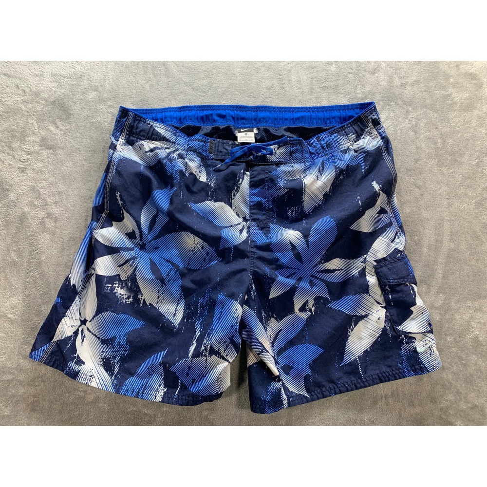 Nike Swim Trunks Men's XL Blue Floral Board Shorts